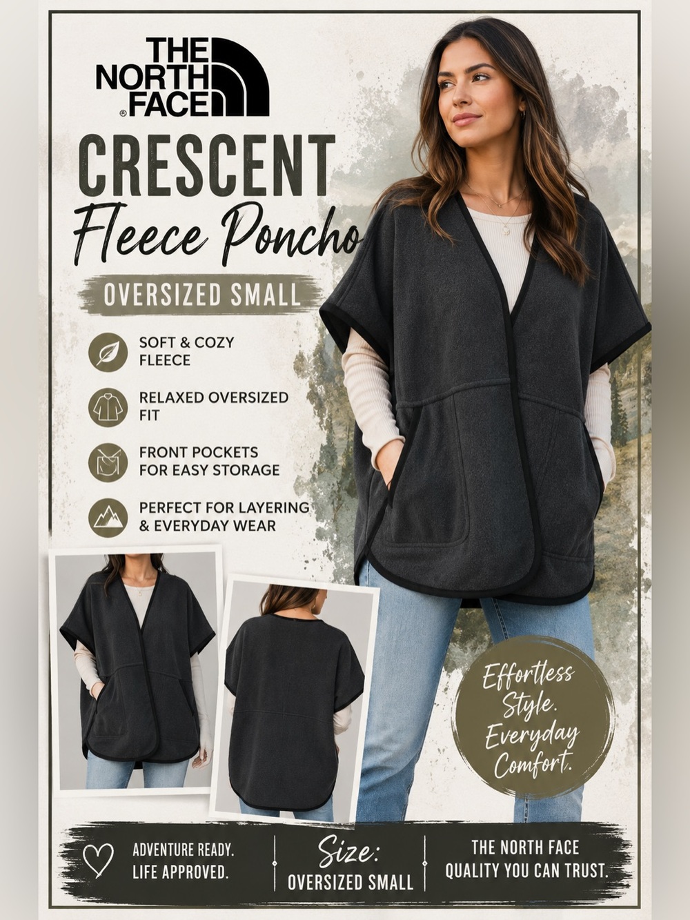 The North Face Black Crescent Fleece Poncho